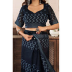 Black Printed Line Saree