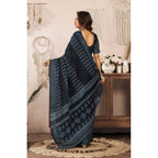 Black Printed Line Saree