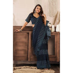 Black Printed Line Saree
