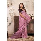 Light Pink Floral Print Linen Saree