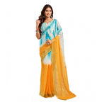 Multicolor Floral Print Linen Saree