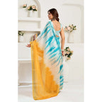 Multicolor Floral Print Linen Saree