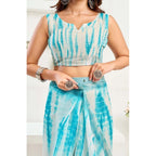 Multicolor Floral Print Linen Saree