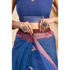 Linen Printed Saree (Blue)