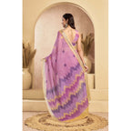 Floral Linen Floral Saree(Lavender)