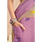 Floral Linen Floral Saree(Lavender)