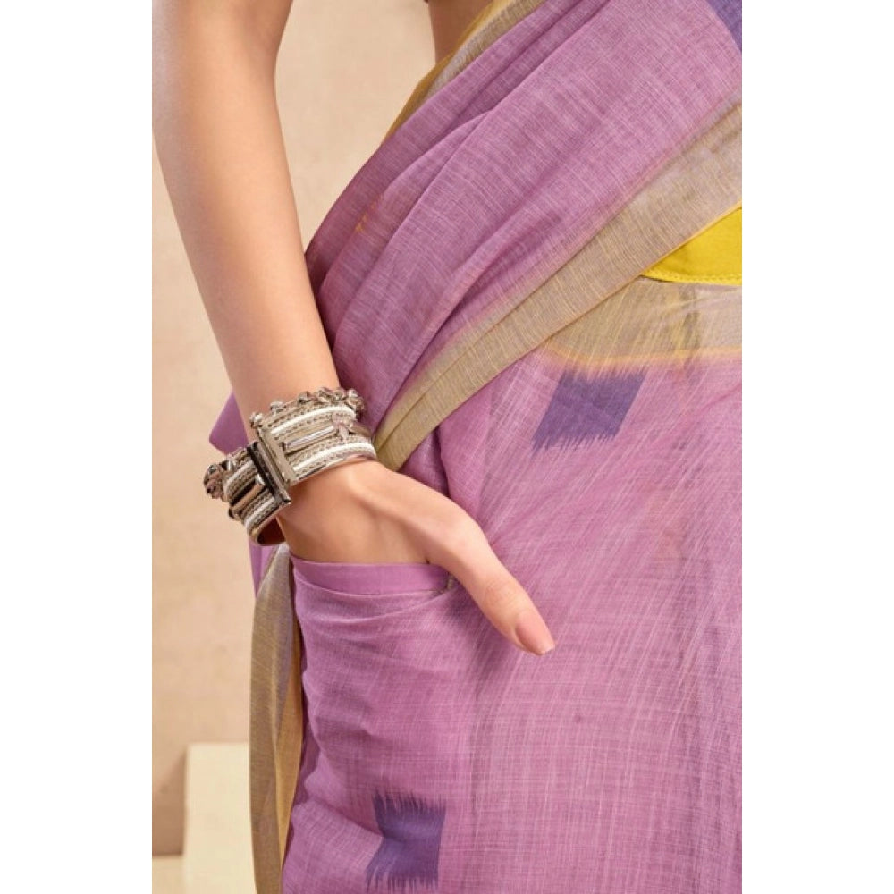 Floral Linen Floral Saree(Lavender)