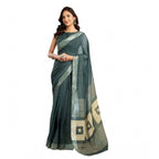 Linen Floral Saree(Light_Teal)