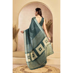 Linen Floral Saree(Light_Teal)