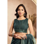 Linen Floral Saree(Light_Teal)