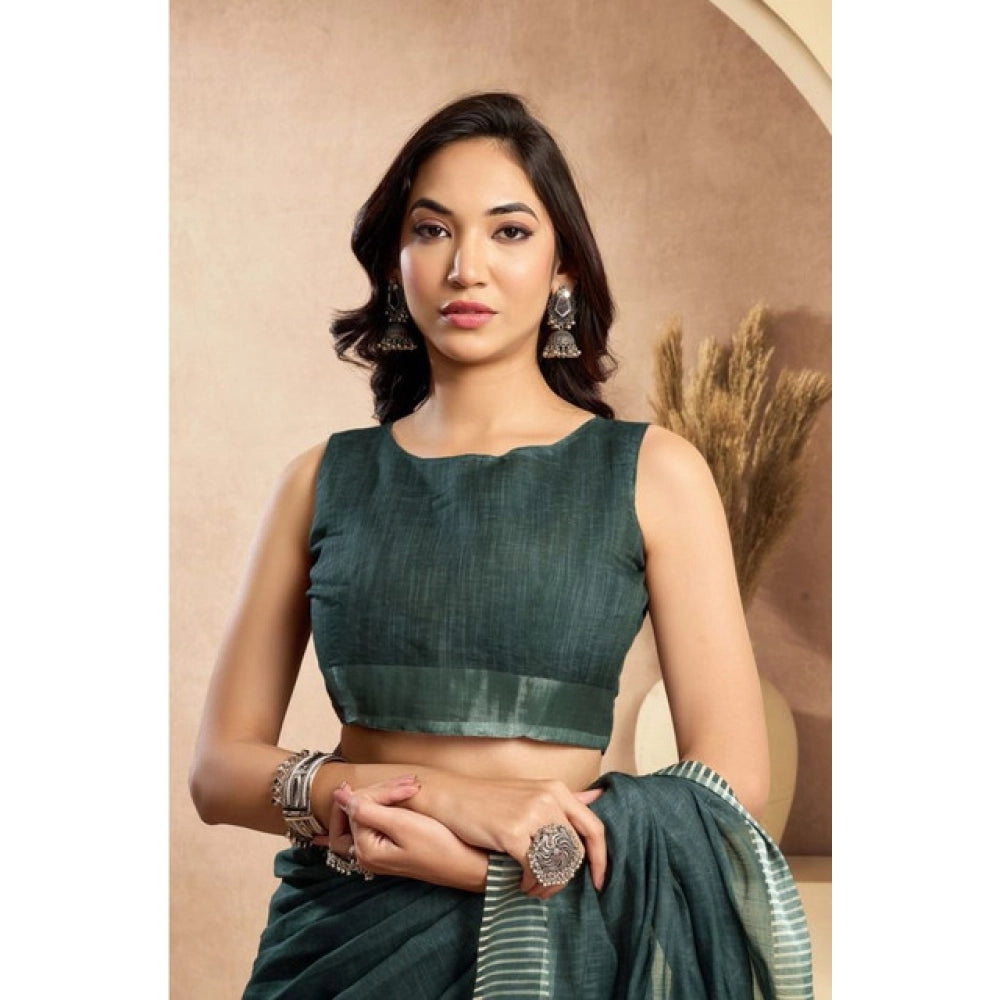 Linen Floral Saree(Light_Teal)