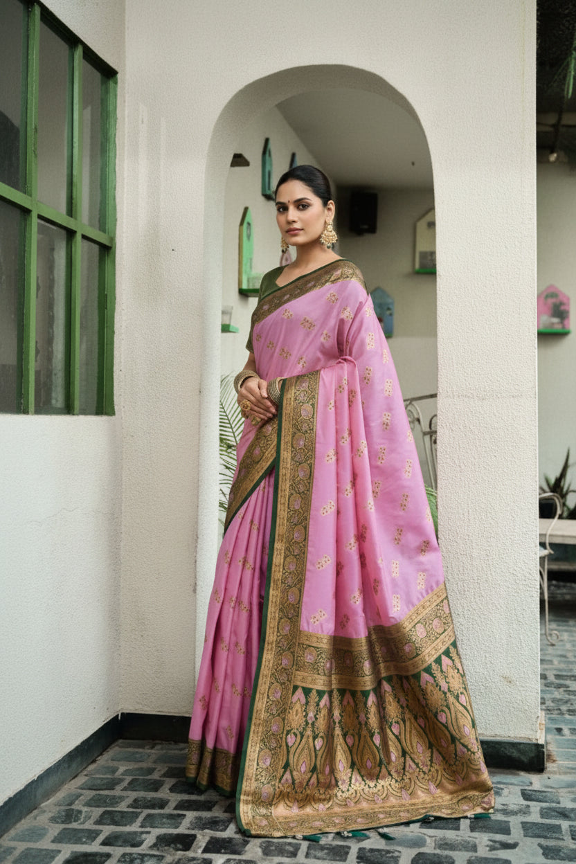 Pink Instant drape saree