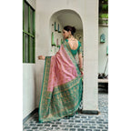 Peach Self-draping saree