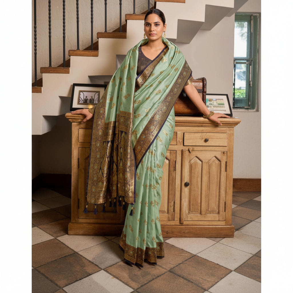 Easy to drape Silk Booti Saree