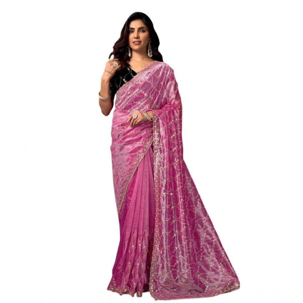 Pink Net Sequence Saree