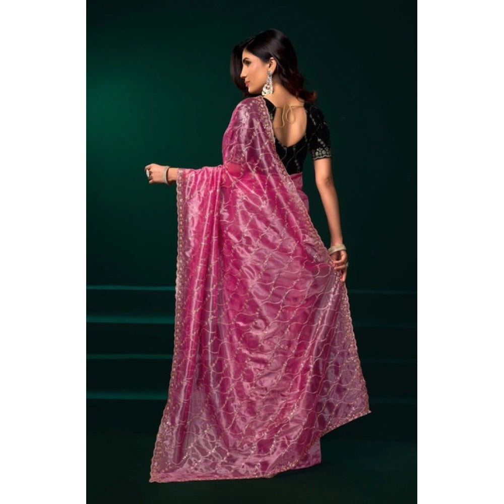 Light Pink Net Sequence Saree