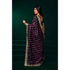 Wine Net Sequence Saree