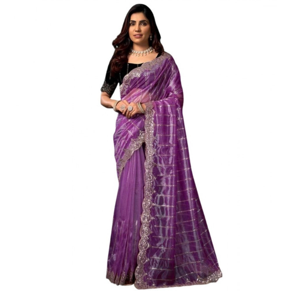 Lavender Net Sequence Saree