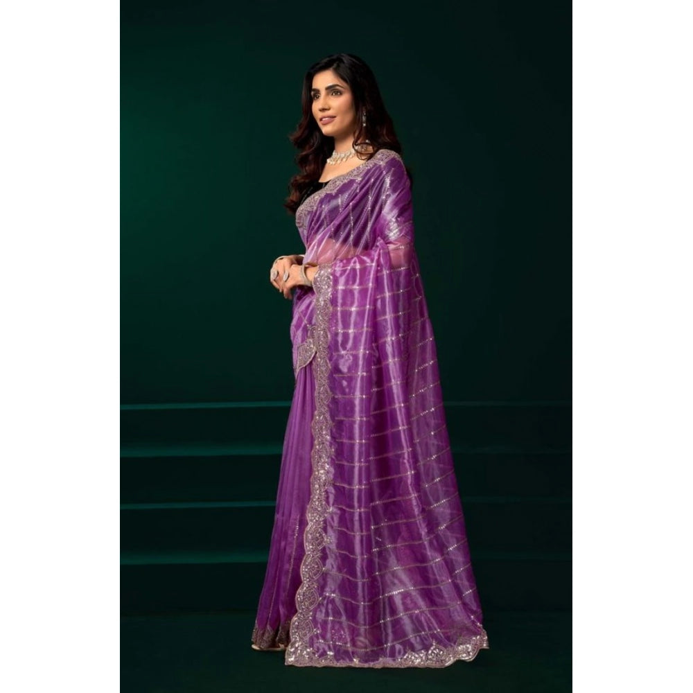 Lavender Net Sequence Saree