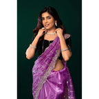 Lavender Net Sequence Saree
