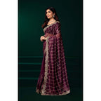Marron Net Sequence Saree
