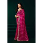 Pink Net Sequence Saree