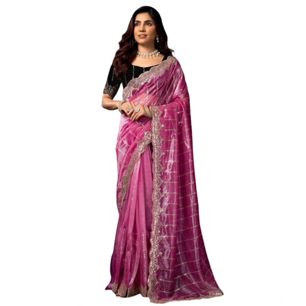 Radiant Pink Net Sequence Saree