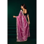 Radiant Pink Net Sequence Saree