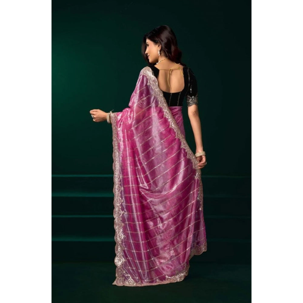 Radiant Pink Net Sequence Saree