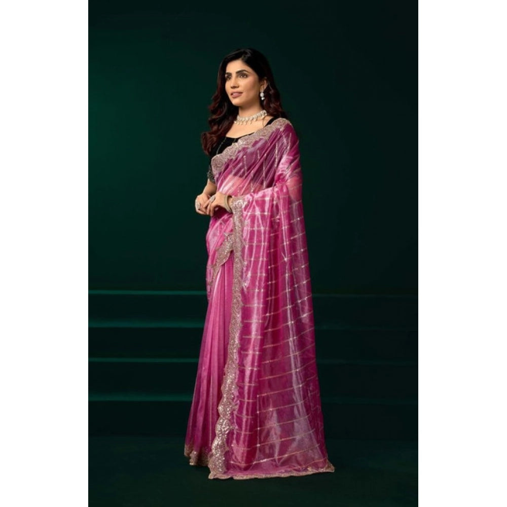 Radiant Pink Net Sequence Saree