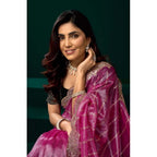 Radiant Pink Net Sequence Saree