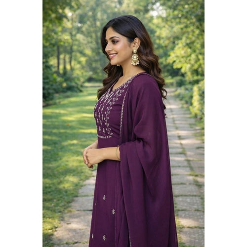 Magenta Straight-Cut Salwar Suit Set
