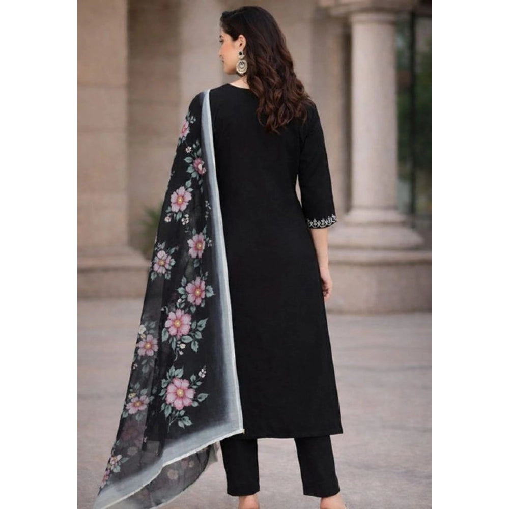 Black Floral Print Salwar Suit