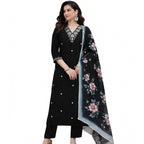 Black Floral Print Salwar Suit