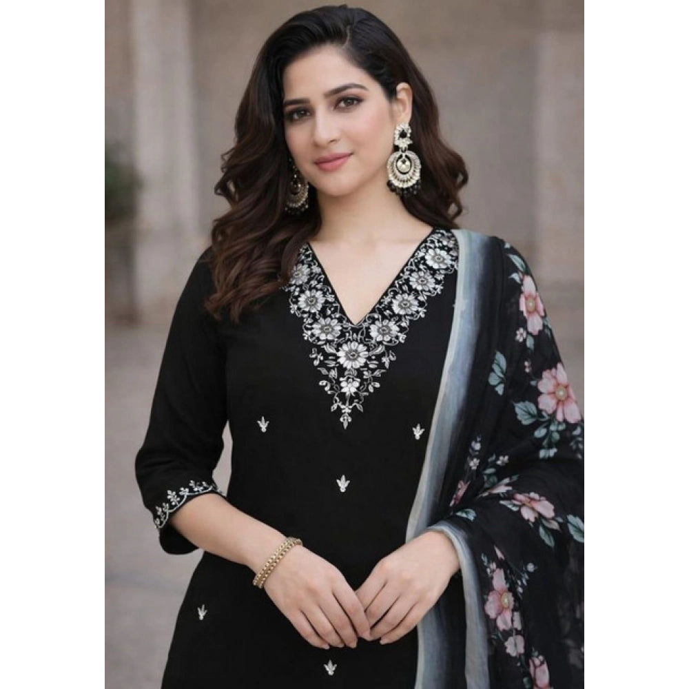Black Floral Print Salwar Suit