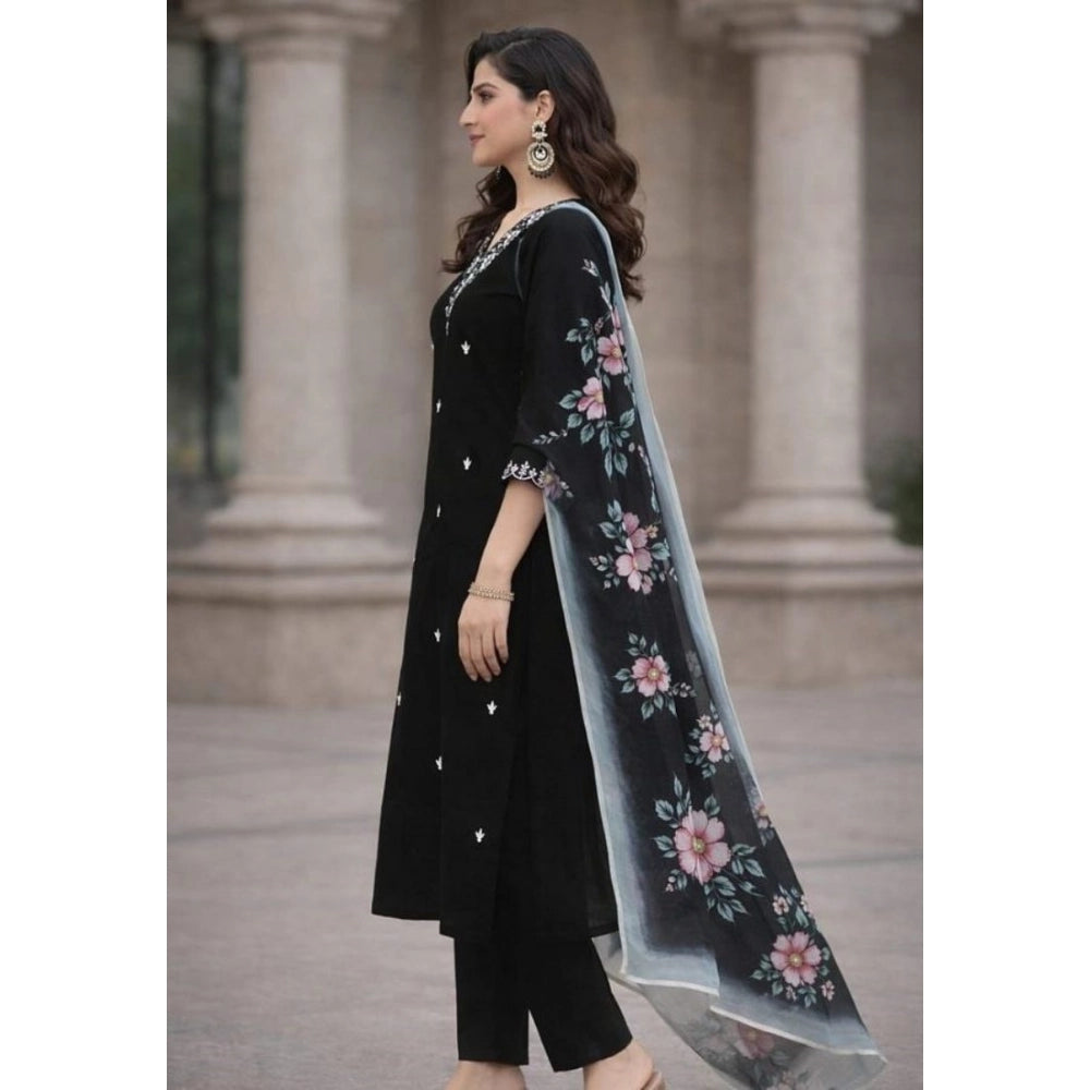 Black Floral Print Salwar Suit