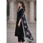 Black Floral Print Salwar Suit