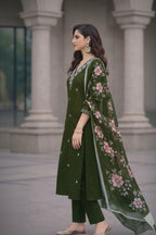 Hena Green Floral Print Salwar Suit