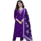 Purple Straight-Cut Salwar Suit