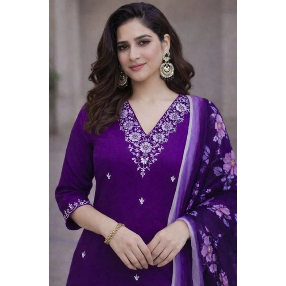 Purple Straight-Cut Salwar Suit