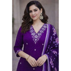 Purple Straight-Cut Salwar Suit