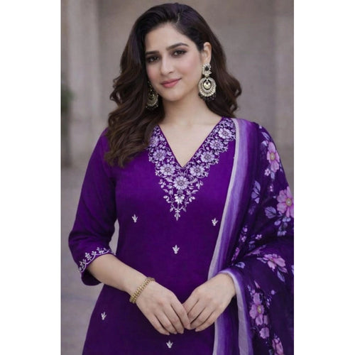 Purple Straight-Cut Salwar Suit