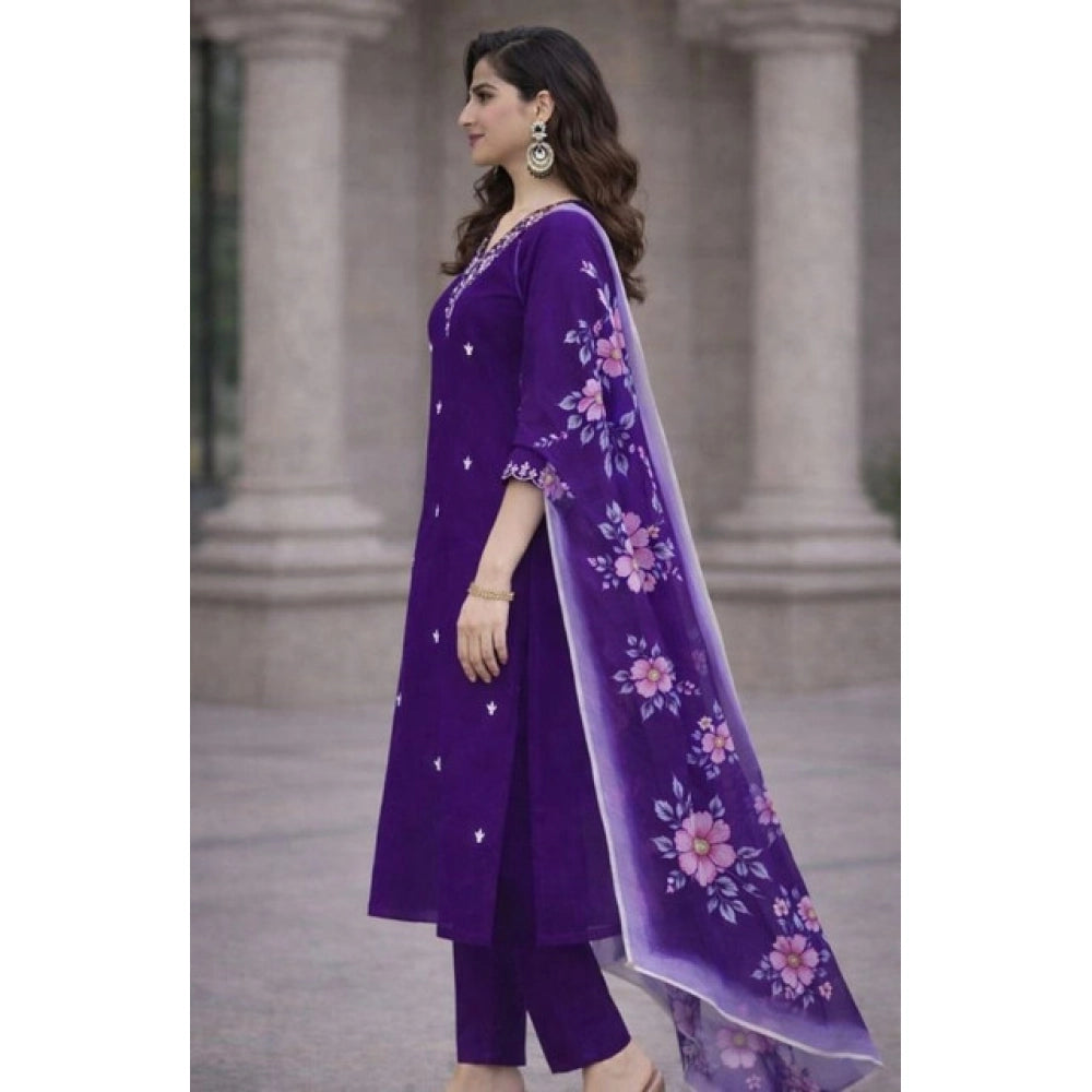 Purple Straight-Cut Salwar Suit