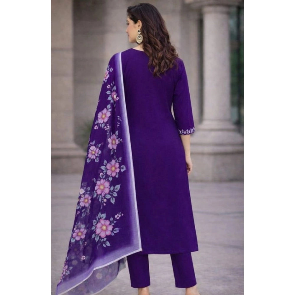 Purple Straight-Cut Salwar Suit