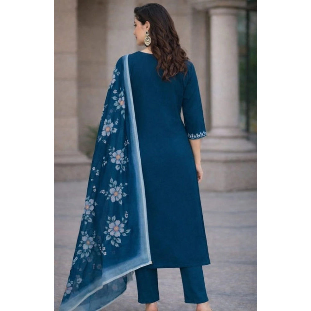 Teal Straight-Cut Salwar Suit