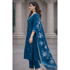 Teal Straight-Cut Salwar Suit
