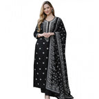 Black Motif Round Kurti Set