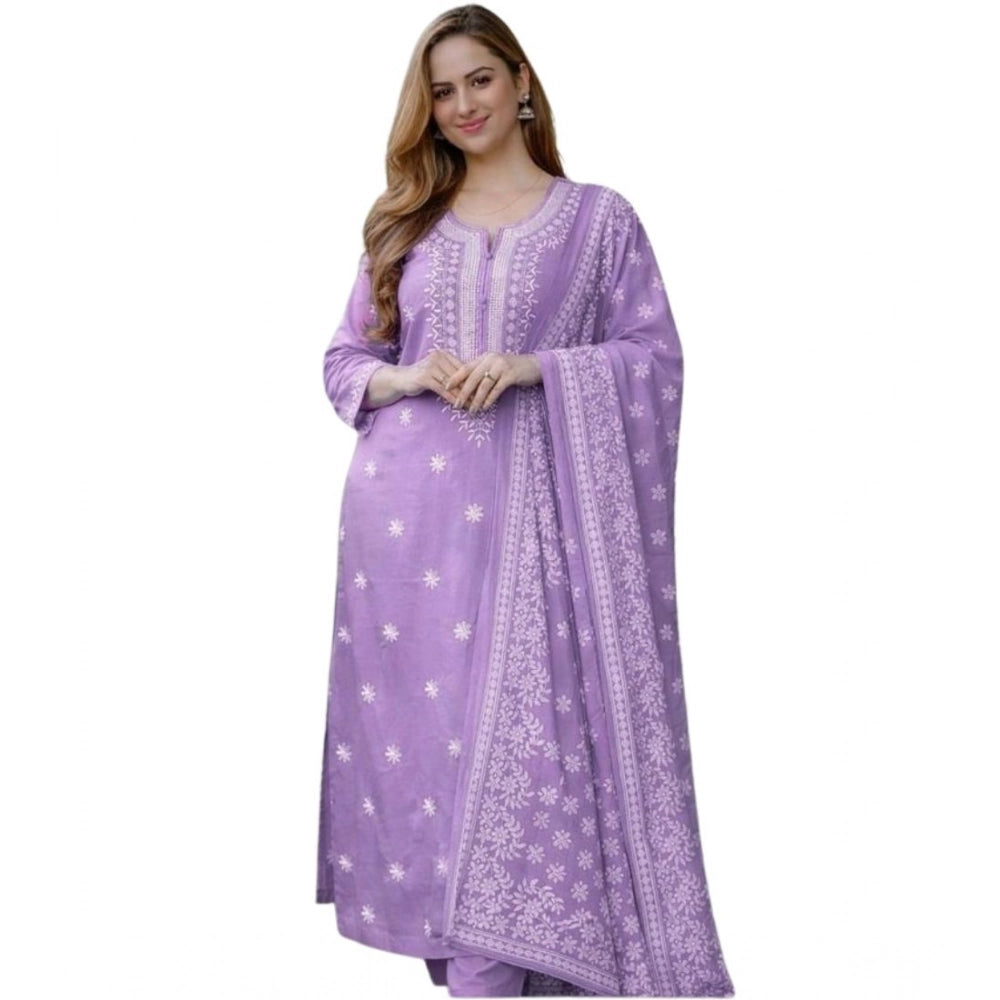 Lavender Chanderi Silk  Salwar Suit set