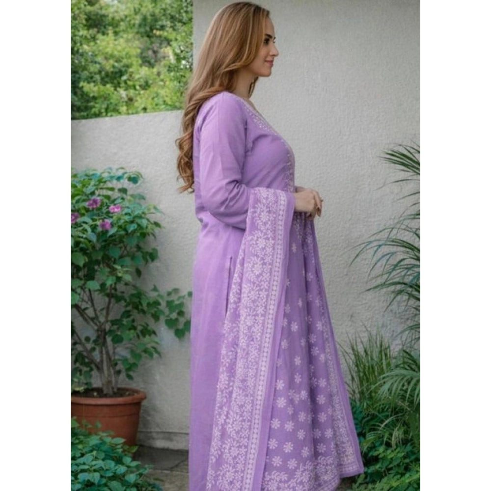 Lavender Chanderi Silk  Salwar Suit set