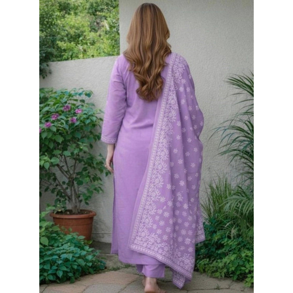 Lavender Chanderi Silk  Salwar Suit set